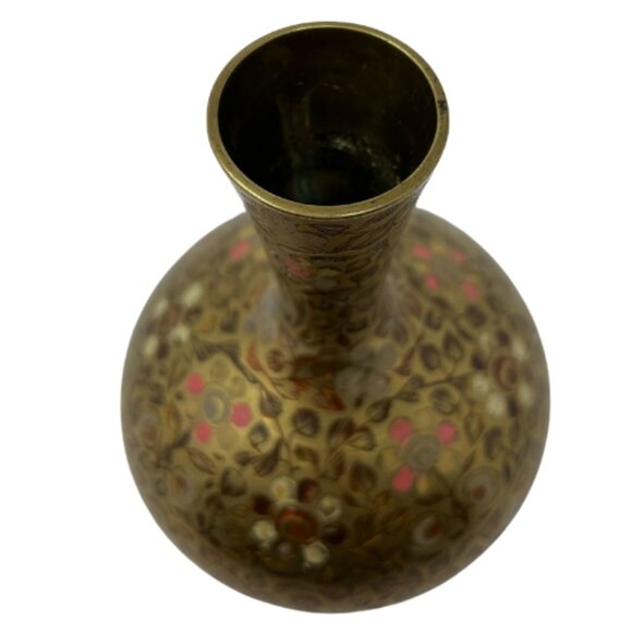 Vintage Brass Etched Indian Vase - Picture 4 of 5